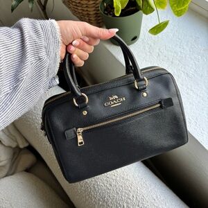 Coach Medium Rowan Satchel Crossbody In Black Crossgrain Leather